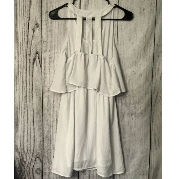 Women's White Layered Sleeveless Chiffon Mini Dress Small - Picture 1 of 2